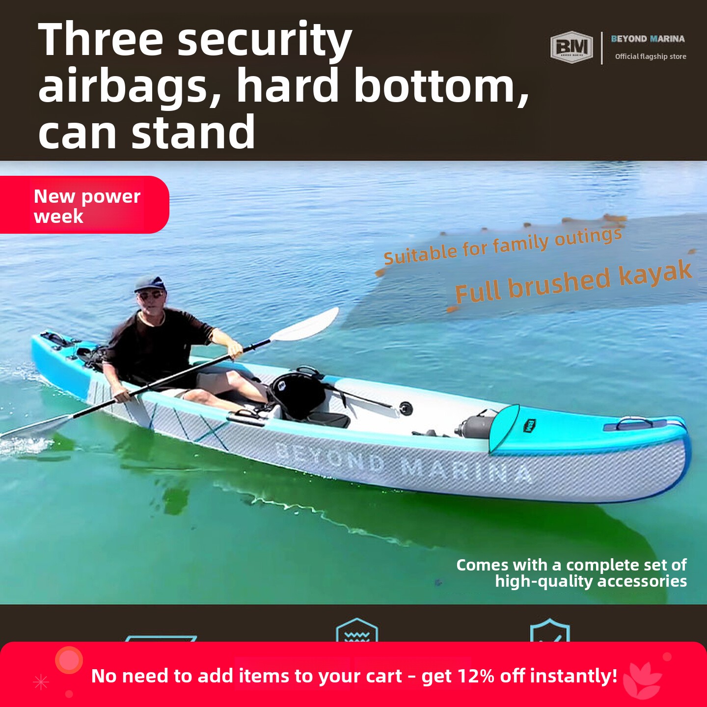 Inflatable Kayak 2 Person Drop Stitch - Caiaque Inflável Portátil para Pesca Marítima