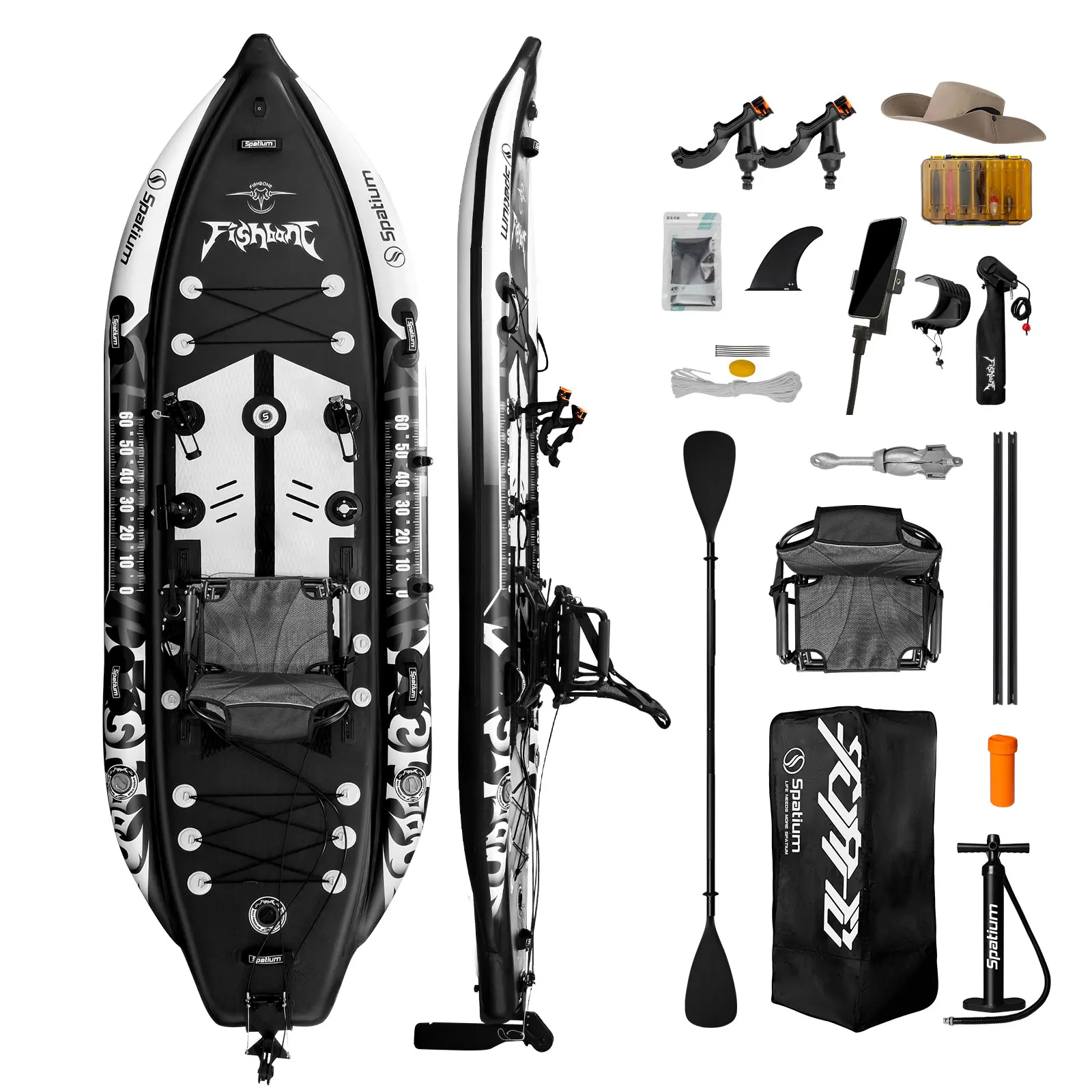 Drop Stitch Touring Kayak 1 Person - Caiaque de pesca insuflável, sistema de
