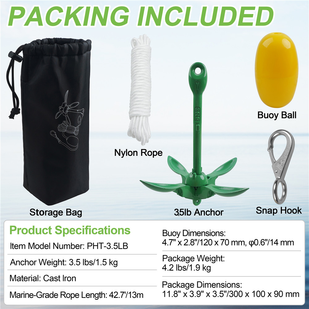Âncora para caiaque e jet ski  - Kayak Anchor Kit Folding 1.5Kg avaliação e preço