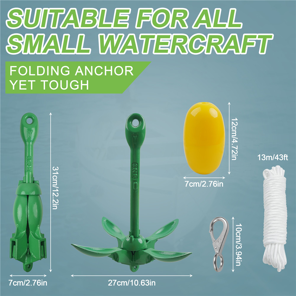 Âncora para caiaque e jet ski  - Kayak Anchor Kit Folding 1.5Kg avaliação e preço