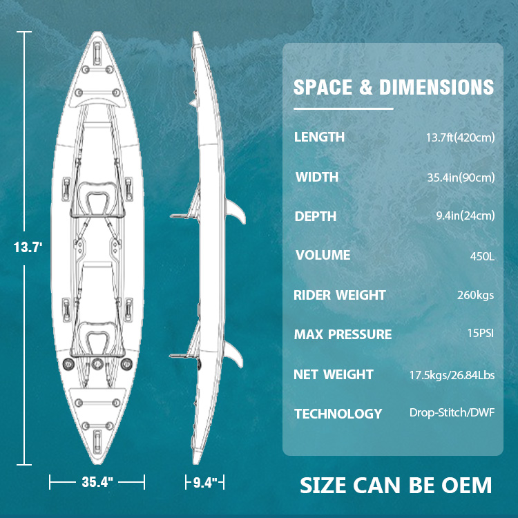Caiaque Inflável de Pesca para - Inflatable Kayak 2 Person Drop Stitch avaliação e preço