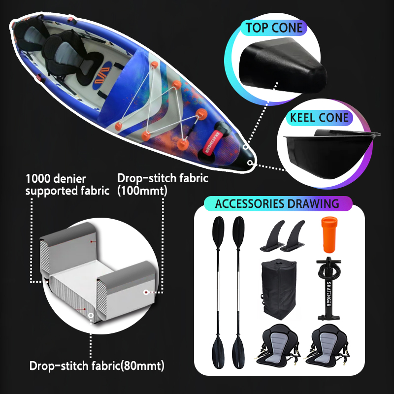 Caiaque Inflável Skatinger Ful - Inflatable Kayak 2 Person Drop Stitch avaliação e preço