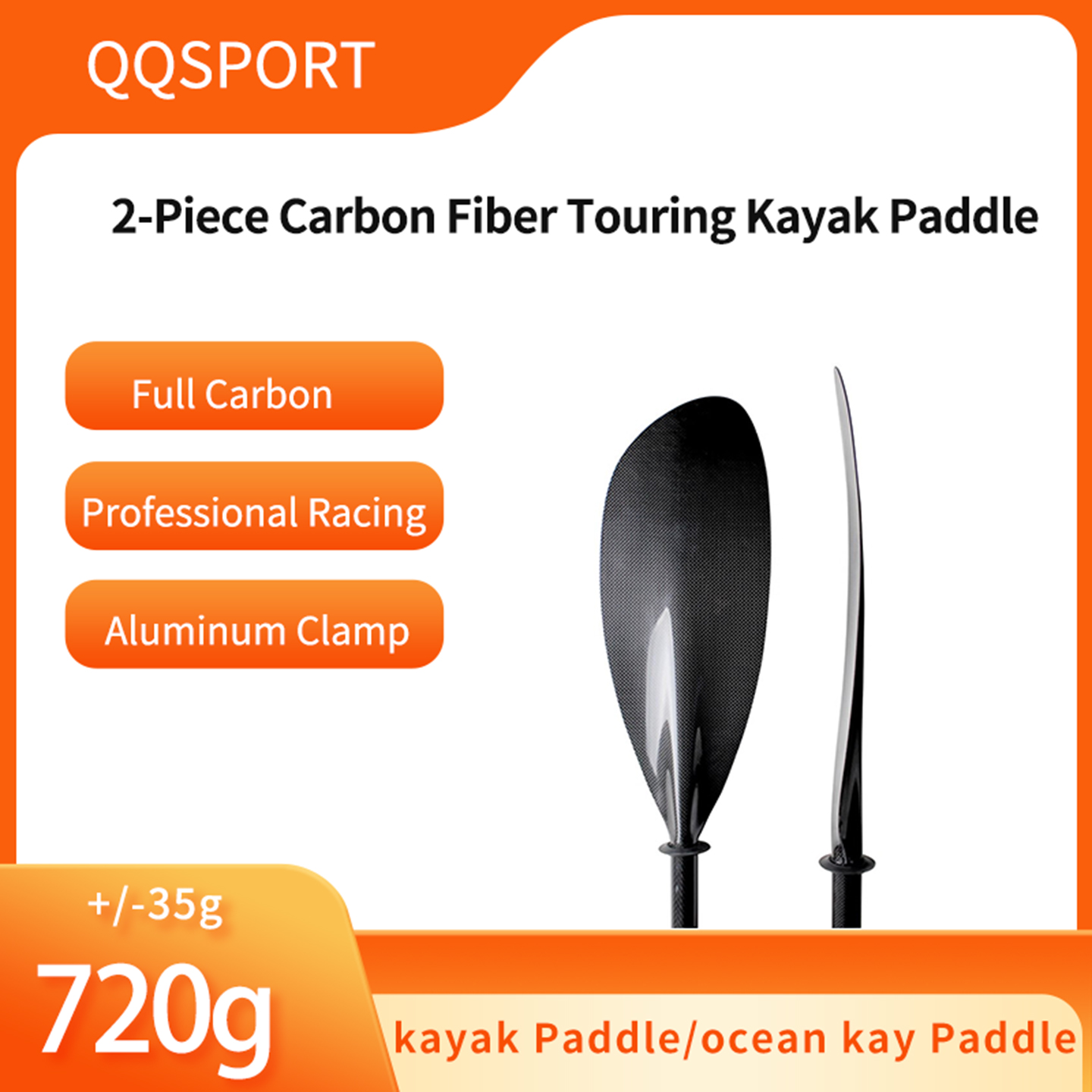 Remo de caiaque QQSPORT, remo  - Kayak Paddle Carbon Fiber 2 Piece avaliação e preço